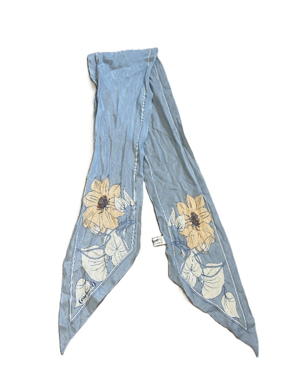 Cacharel Vintage Silk Blend Floral Blue Scarf 70's - Picture 1 of 5